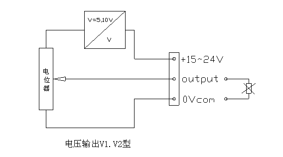 拉繩位移傳感器電壓輸出原理接線圖